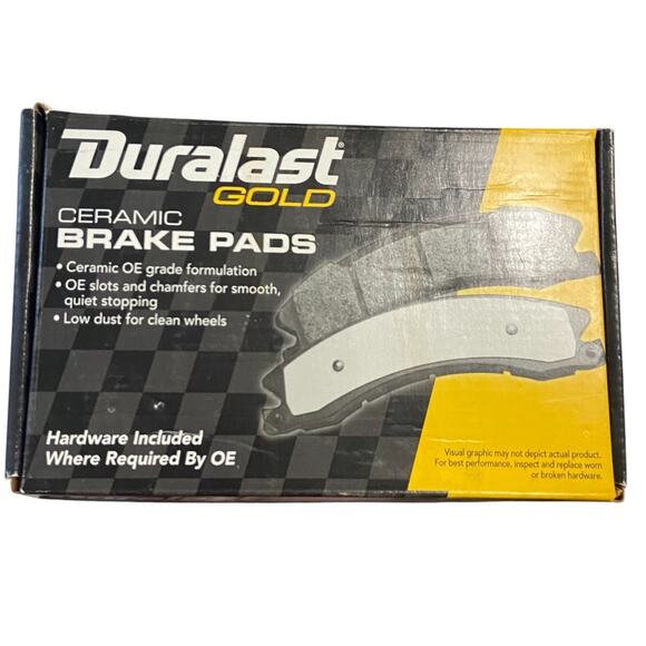 Duralast Gold Ceramic Brake Pads DG882 OME Grade Low Dust Hardware Included - Picture 1 of 8